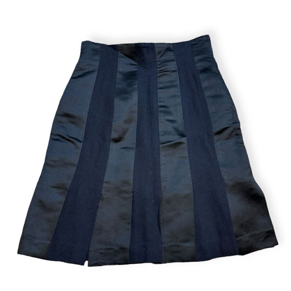 Magali Evening Women's Black Wool Silk Blend Slit Panel A-Line Skirt Size 8